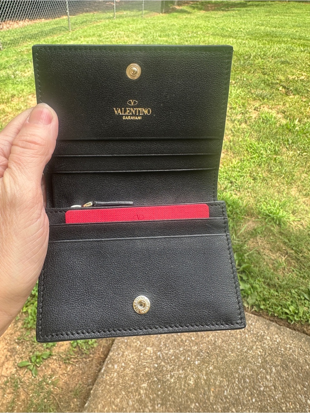 Valentino Garavani VLTN Compact Bifold Wallet Black Leather with Dust Bag - Picture 8 of 13
